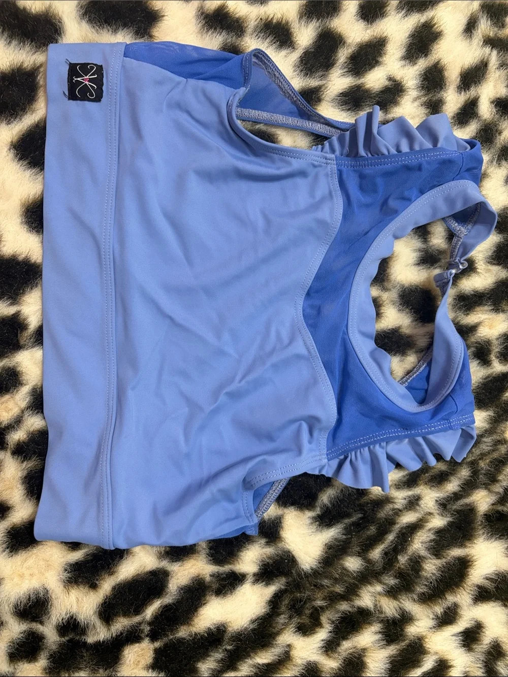 Light Blue Ruffled Two-Piece Dance Wear Set